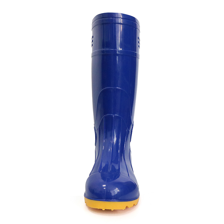 CE Verified Blue Waterproof Oil Acid Alkali Resistant PVC Knee Gumboots Anti Slip Steel Toe Puncture Proof Safety PVC Rain Boots