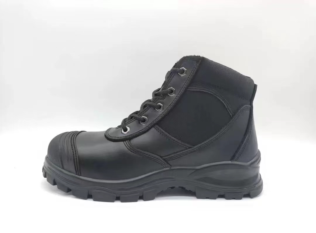 Armor Puncture-Resistant Slip-Resistant Steel Toe Black Leather Safety Shoes Boots