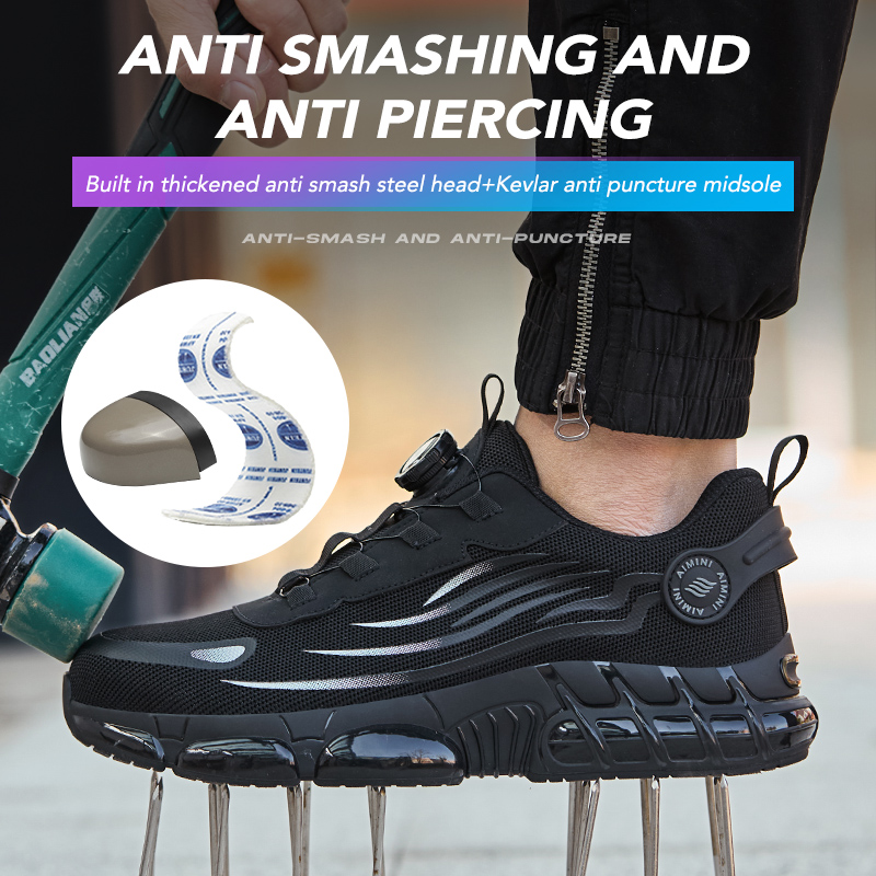 Fashionable New Four Season Steel Toe Safety Shoes, Shoeless Shoe Design, Lightweight, Breathable, Soft Comfortable Work Shoes
