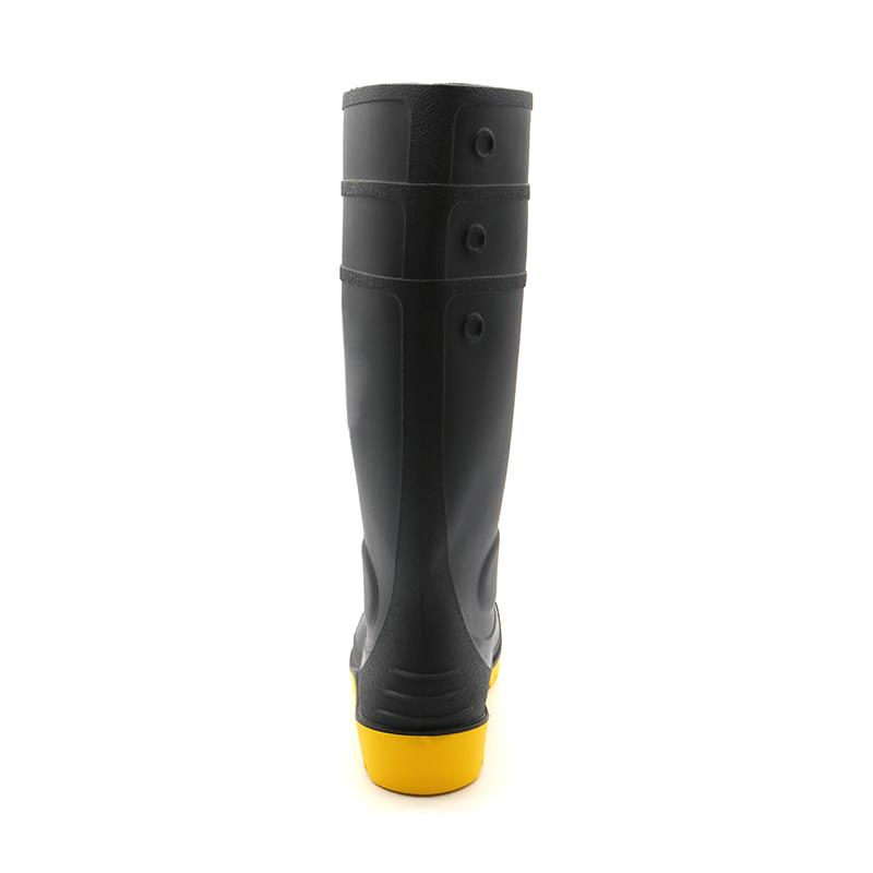Knee High Anti-Slip Oil Acid Alkali Resistant Waterproof Steel Toe Puncture-Proof Anti Static Construction PVC Safety Rain Boots for Men