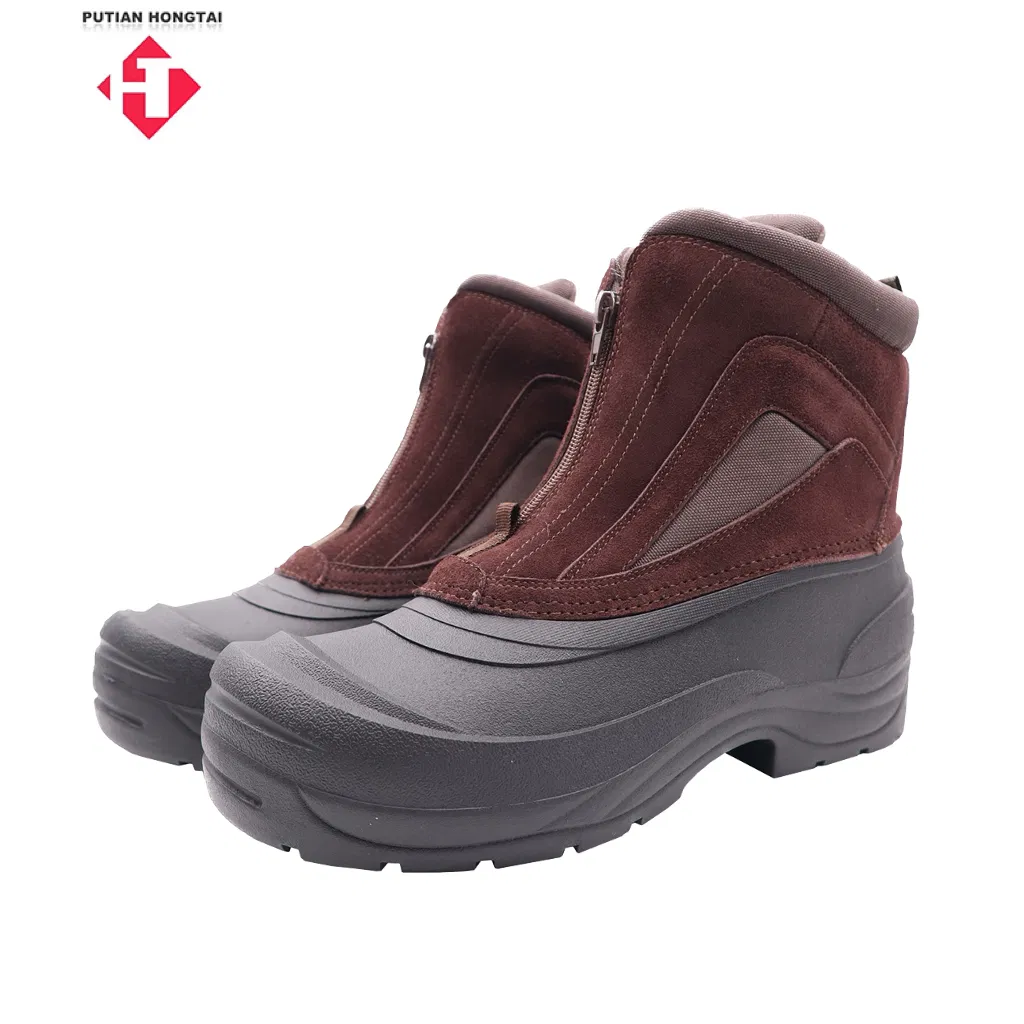 Black Industrial Leather Men Safety Shoes Construction Safety Work Boots