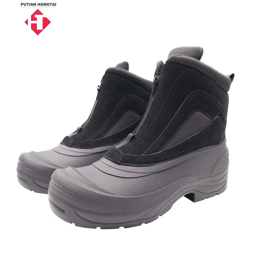 Black Industrial Leather Men Safety Shoes Construction Safety Work Boots