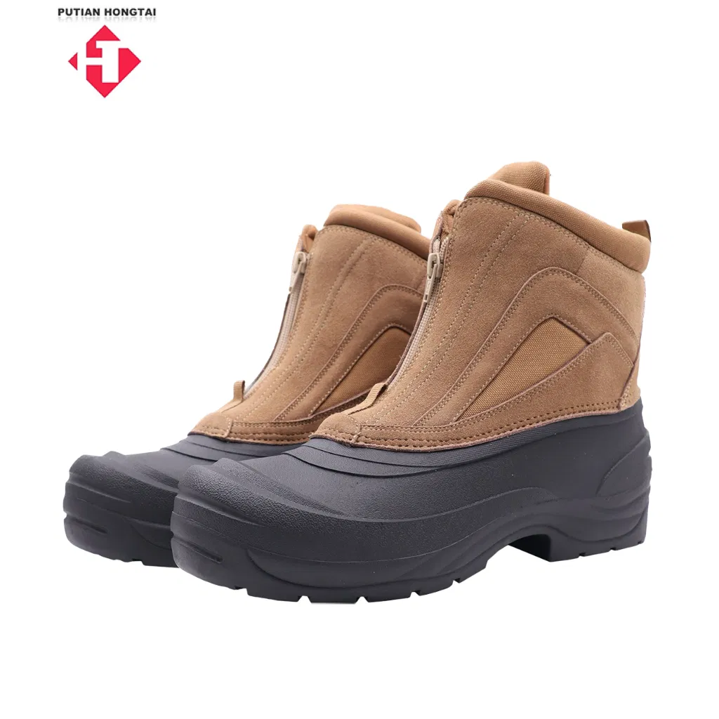Black Industrial Leather Men Safety Shoes Construction Safety Work Boots