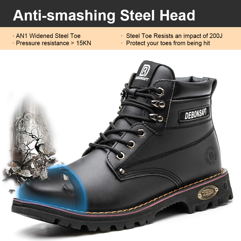 DEBONSAPT 2022 Hot Selling Industrial Protective Breathable Work Mid-cut Boot Casual Trainers Safety Shoes for Men Brown