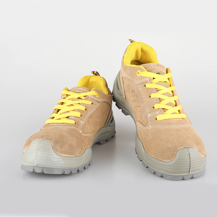 Construction Work Shoes in Stock Anti Slip PU Injection Genuine Leather Safety Shoes Steel Toe for Men Work