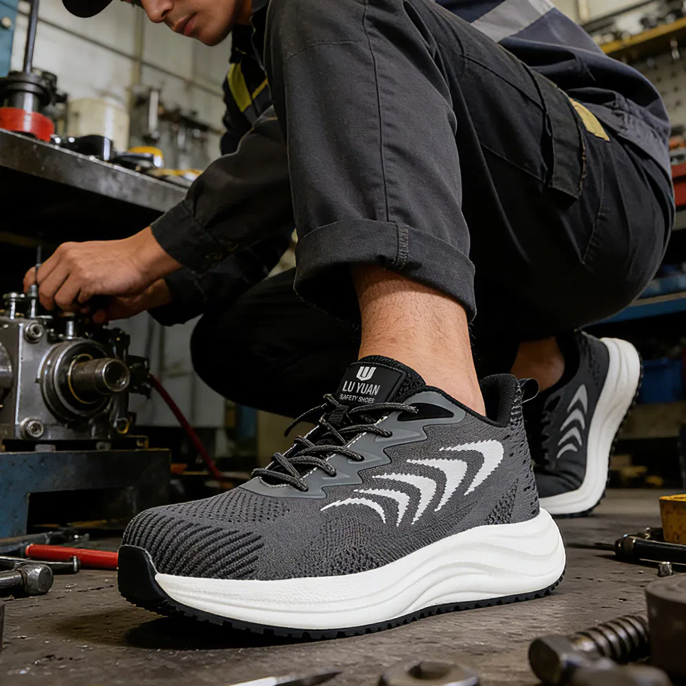 Flyknit Upper Popcorn Outsole Composite Toe Kevlar Safety Work Shoes