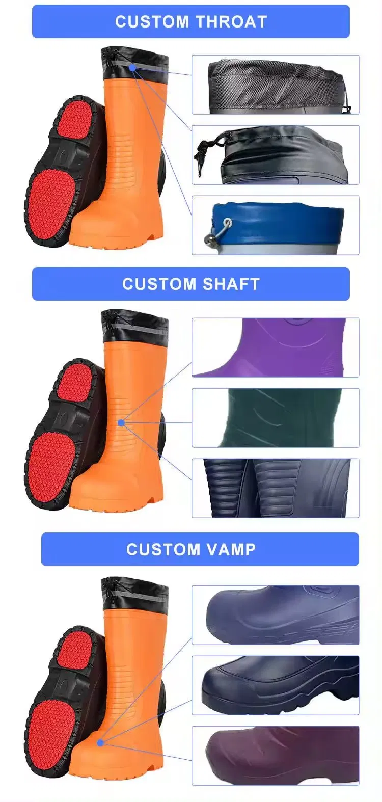 Customizable Oil Resistant Safety Rain Puncture-Proof Waterproof PVC Boots