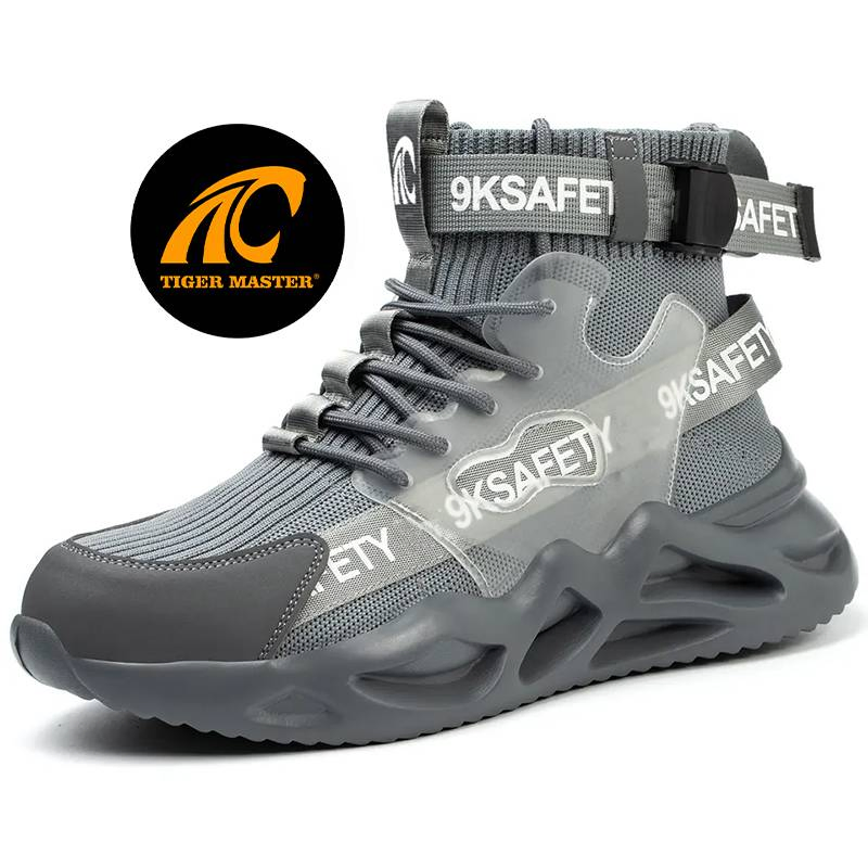 Grey Steel Toe Lightweight Fashionable Safety Shoes Sneakers for Men