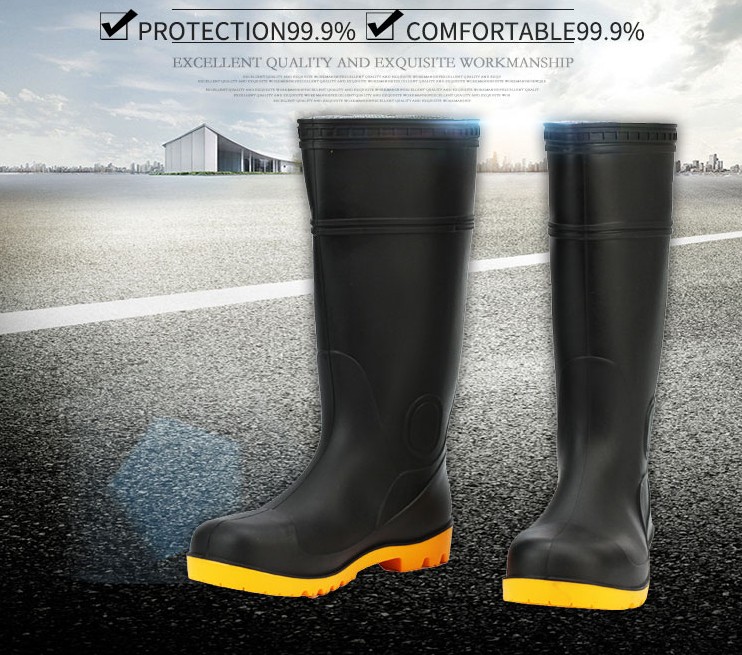 CE Approved Safety PVC Boots with Steel Toe Waterproof Gumboots
