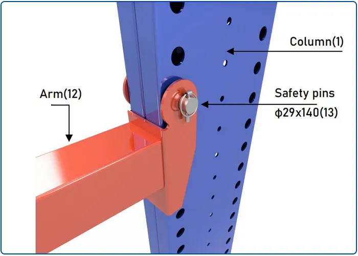 I-Beam Electrostatic Powder Coated Adjustable Cantilever Rack for Long Goods Storage