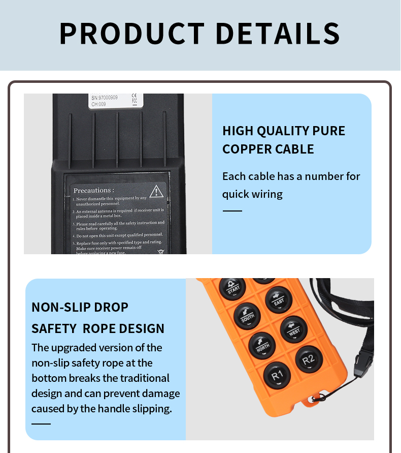HB-4S Wireless Waterproof IP67 Pendant Control Station Radio 24 Volts Industrial Remote Control for Crane