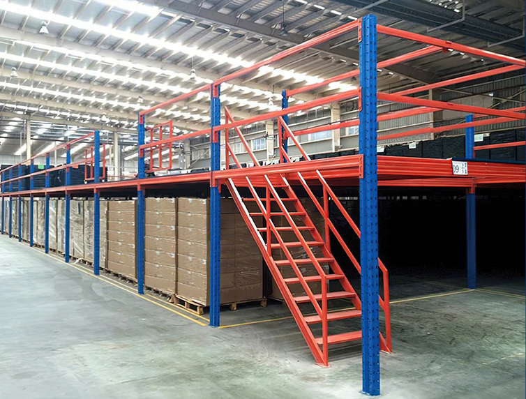 Custom Heavy Duty Industrial Storage Platform Mezzanine Floor System Ladder Steel Corrosion Protection Racks Powder Coated