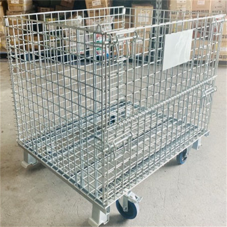 Collapsible Large Stackable Steel Stainless Steel Wire Mesh Storage Basket Bin Cage Box Pallet Bulk Cargos Metal Grid Welding