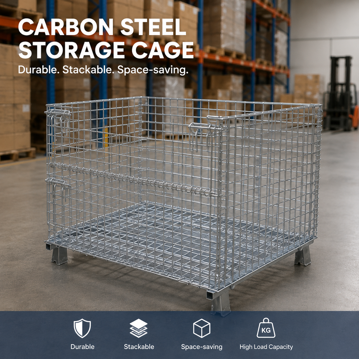 Heavy Duty Carbon Steel Pallet Stillage With Asset RFID Tag Embedded For High Value Tool Rental Inventory Management