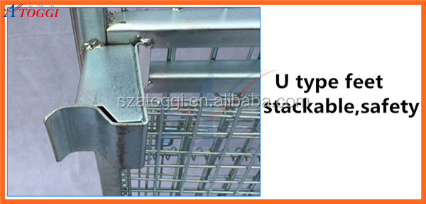 Foldable Euro Wire Mesh Storage Cage Pallet Basket Side View