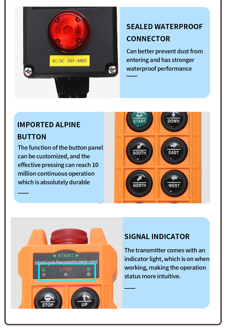 HB-4S Wireless Waterproof IP67 Pendant Control Station Radio 24 Volts Industrial Remote Control for Crane