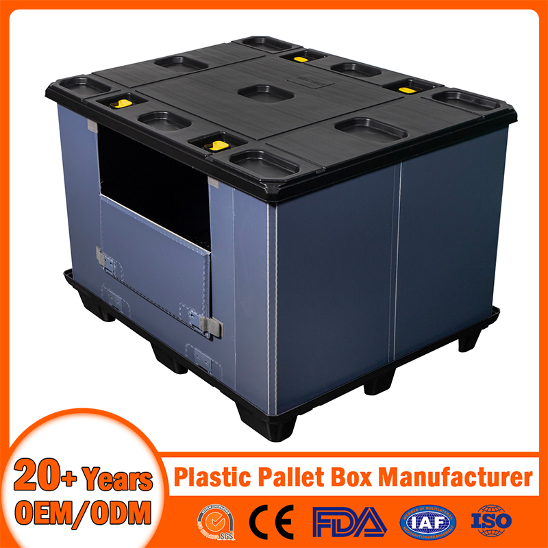 1200*800mm/1100*1100mm Plastic Logistic Bulk Container Pallet Collar Sleeve Box with Divider Foldable Double Layer Blow Molding Pallet Box