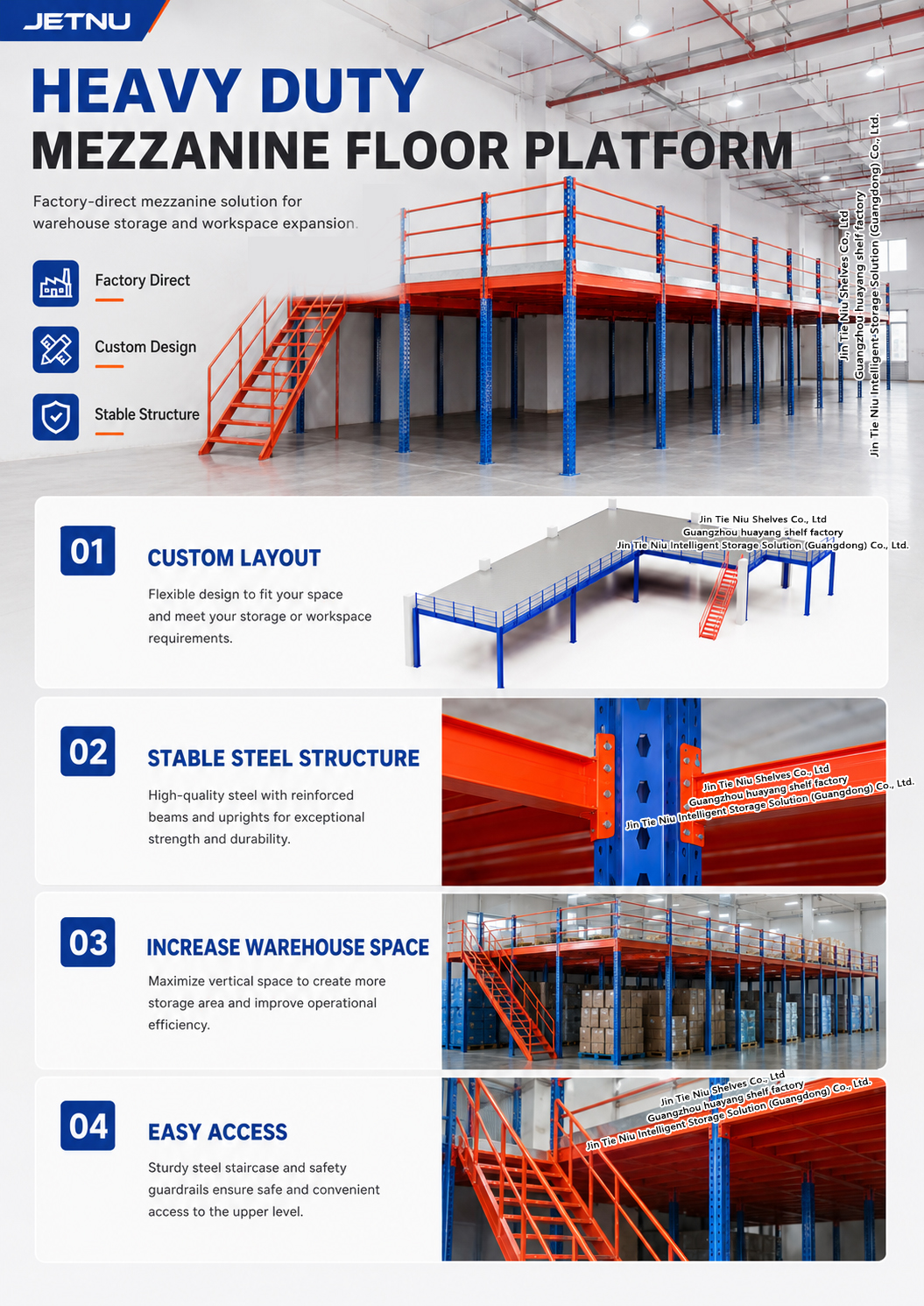 Second Floor System Mezzanine Steel Elevated Storage Platform For Factory Warehouse Organization Up To 500kg/sqm