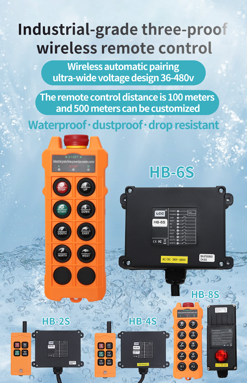 HB-4S Wireless Waterproof IP67 Pendant Control Station Radio 24 Volts Industrial Remote Control for Crane