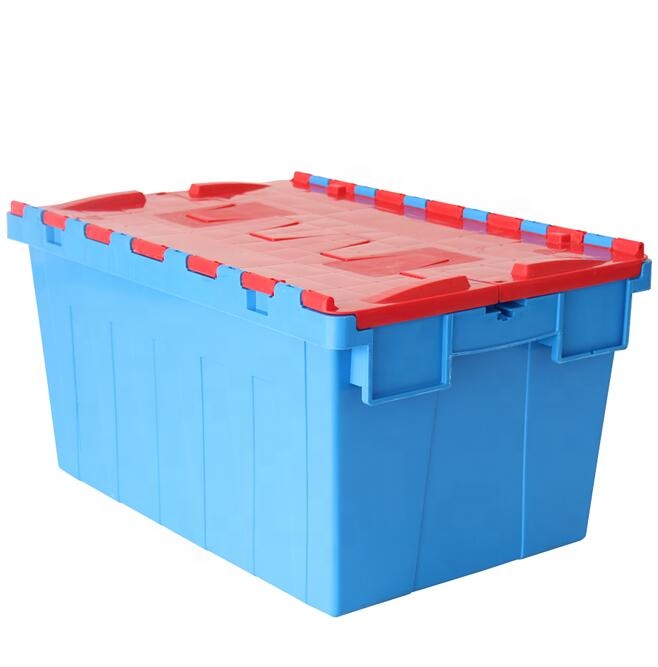 Large Logistic Distribution Heavy Duty Warehouse Supermarket Stackable Stack and Nest Turnover Plastic Tote Box With Lid
