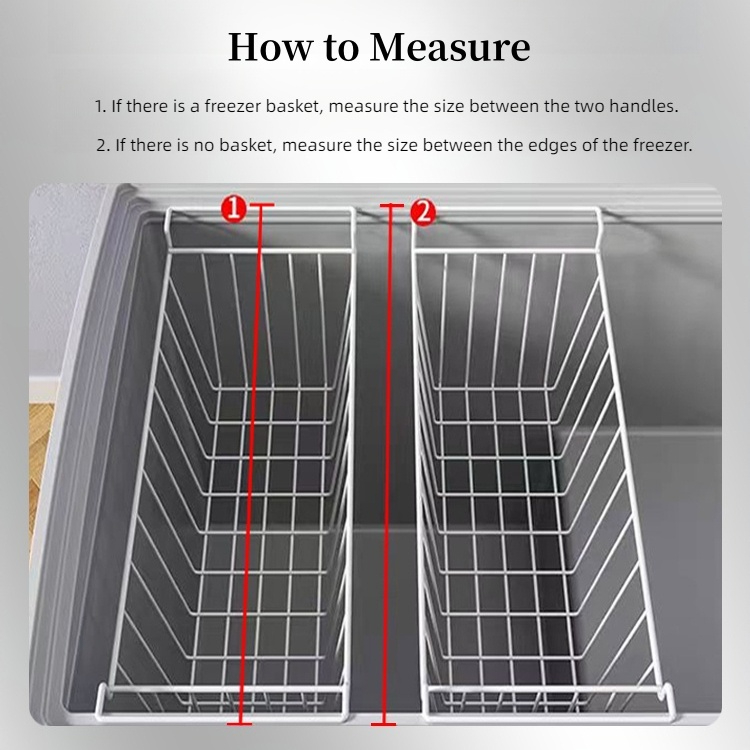 Freezer Storage Basket Deep Refrigerator Freezer Classified Foods Storage Bin Hanging Wire Mesh Organizer Container