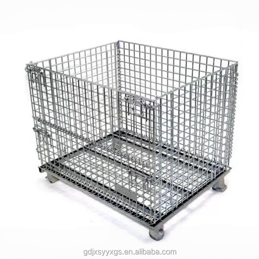 High Quality Hot Dip Zinc Iron Steel Metal Cage Warehouse Storage Mesh Container Wire Basket