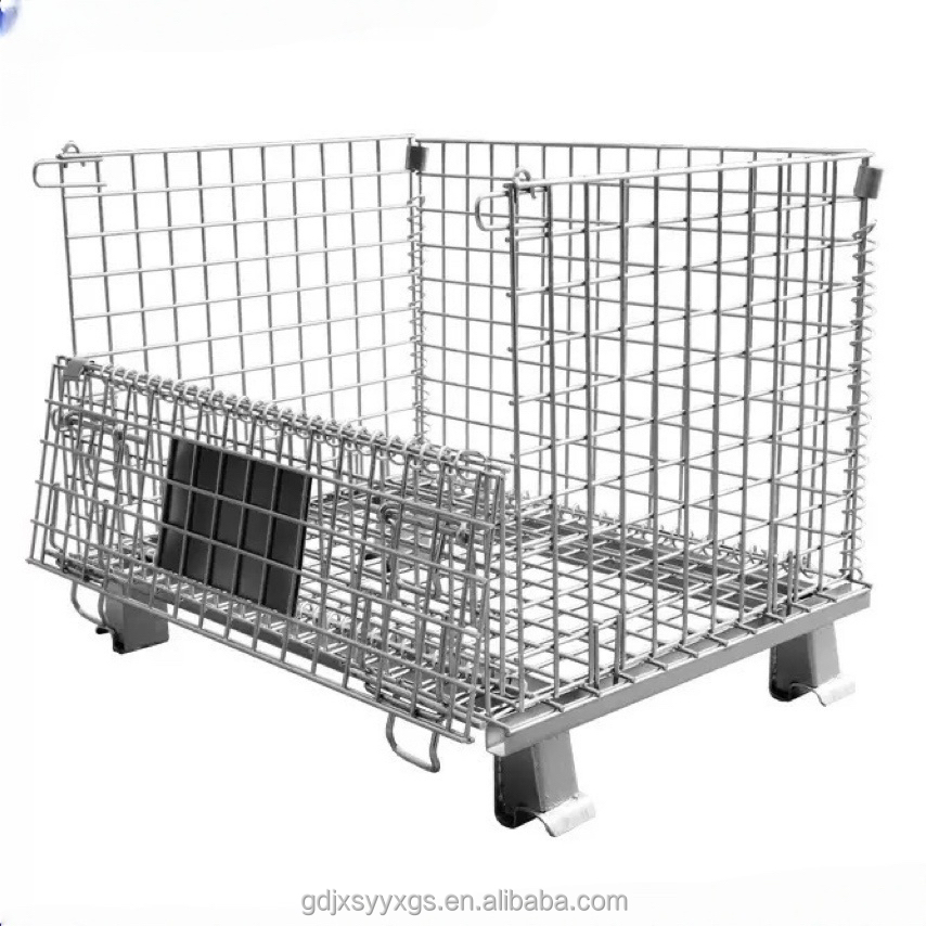 High Quality Hot Dip Zinc Iron Steel Metal Cage Warehouse Storage Mesh Container Wire Basket
