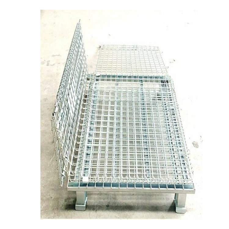 Collapsible Large Stackable Steel Stainless Steel Wire Mesh Storage Basket Bin Cage Box Pallet Bulk Cargos Metal Grid Welding
