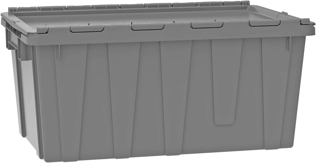 Home Storage Box Heavy Duty Plastic Storage and Packing Stackable Tote Crates with Attached 100 Pound Capacity