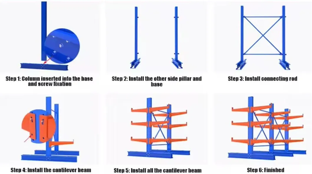 Warehouse Customized Steel Heavy Duty Cantilever Storage Racking for Tube Pipe