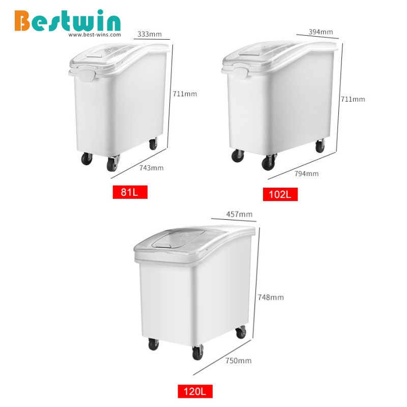 Food Grade Plastic Polyprepylene PP Restaurant Bakery Ingredient Container Cereal Rice Sugar Flour Storage Bin