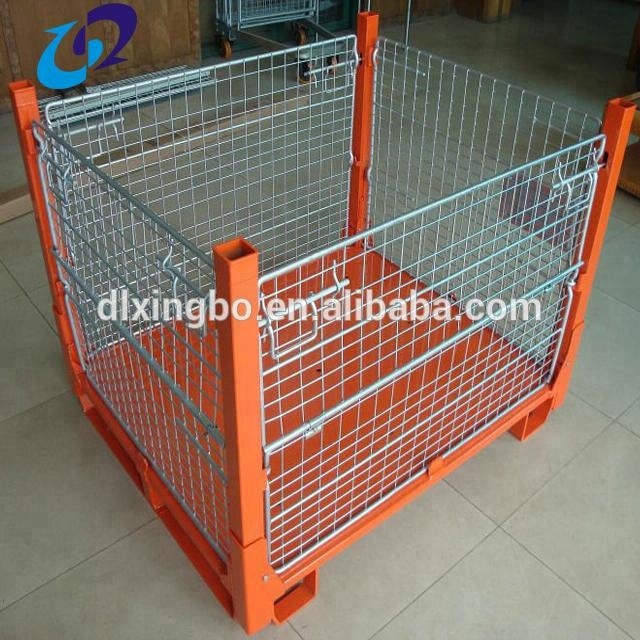 Industrial Steel Wire Mesh Pallet Container Stackable Cage Basket Box for Efficient Pallet Racking Systems Storage