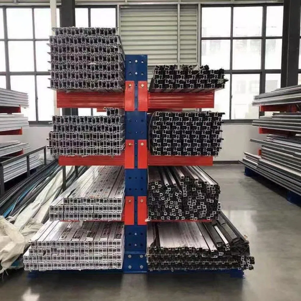 Factory Direct Sale Wholesale Warehouse Steel Heavy Duty Double Sided Sheet Metal PVC Pipe Storage Cantilever Rack for Lumber Hydraulic Hose Carpet Fabric Roll