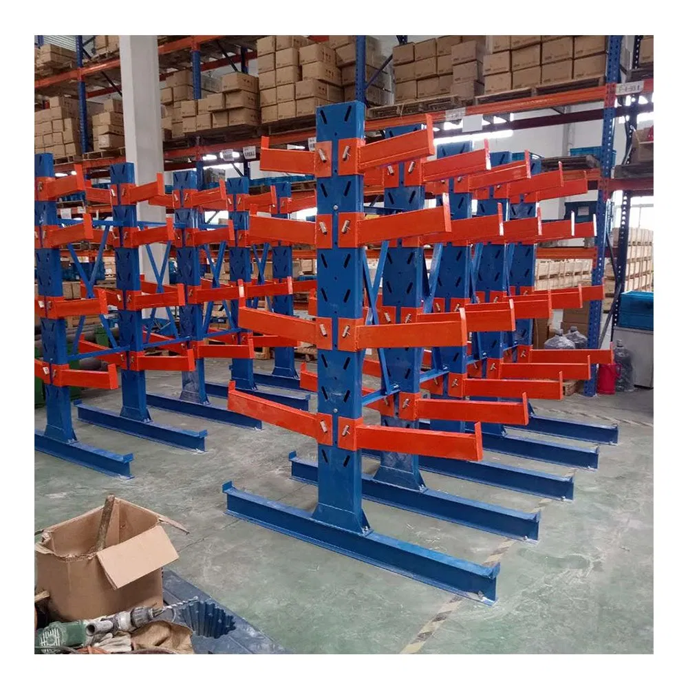Factory Direct Sale Wholesale Warehouse Steel Heavy Duty Double Sided Sheet Metal PVC Pipe Storage Cantilever Rack for Lumber Hydraulic Hose Carpet Fabric Roll