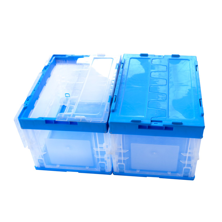Heavy Duty Stackable Collapsible Container Folding Storage Transport Box Turnover Plastic Foldable Crate With Lid
