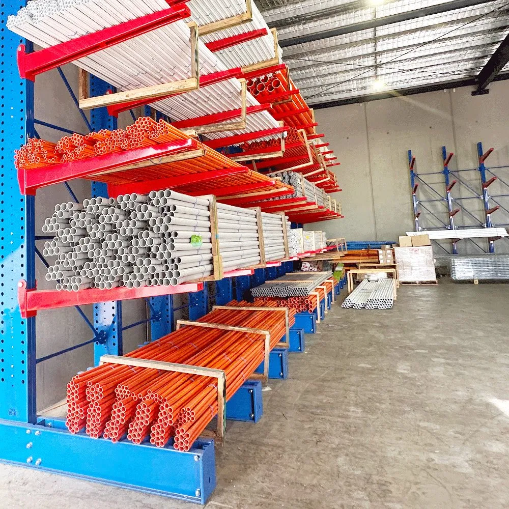 Double Side Heavy Duty Cantilever Racking System Long Arm Structure for Lumber Storage