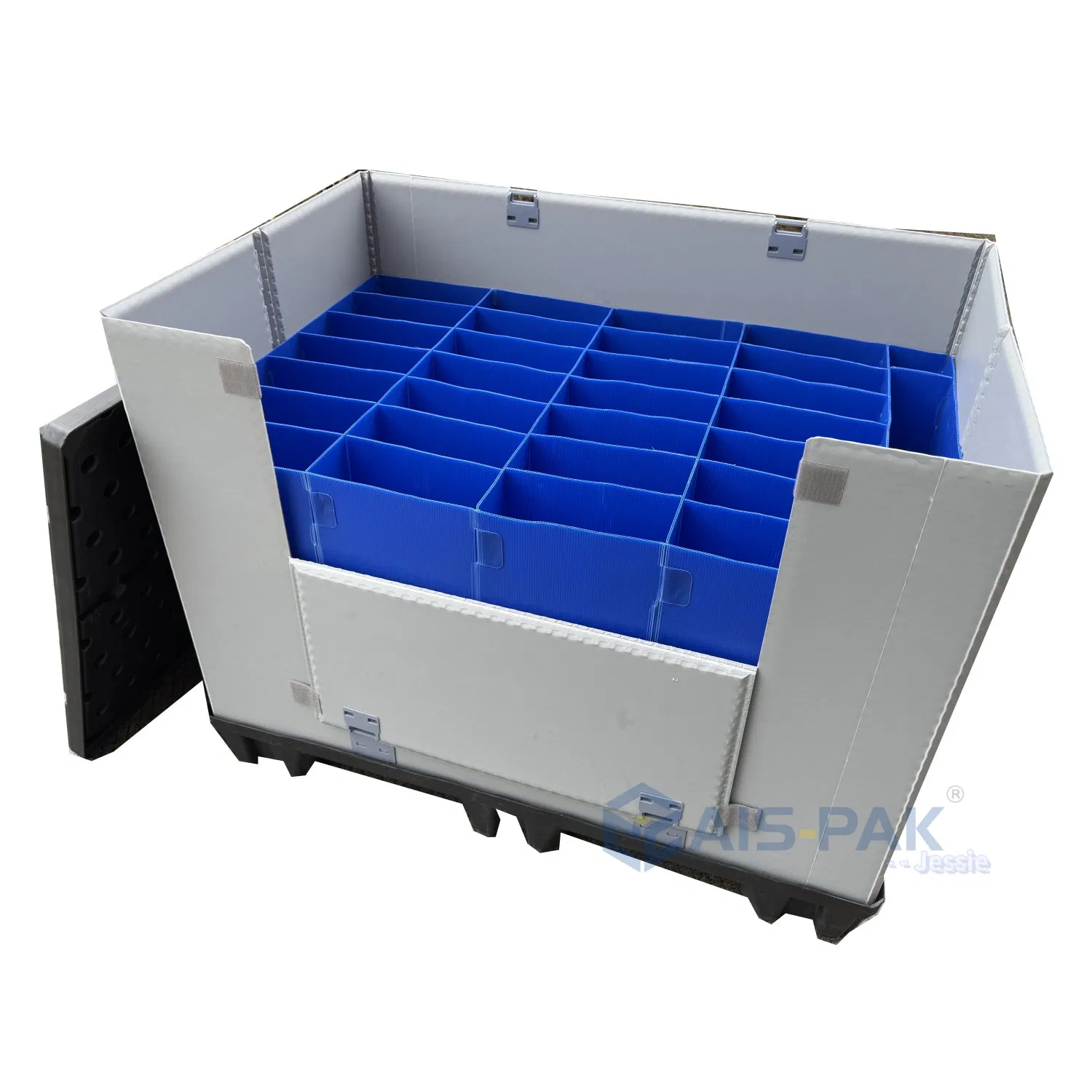 Plastic Logistic Bulk Container Pallet Collar Sleeve Shipping Box with Divider