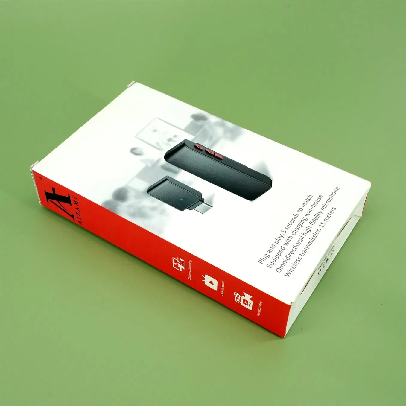 Custom Cardboard Packaging Box for Collar Clip-on Microphone with PVC Window