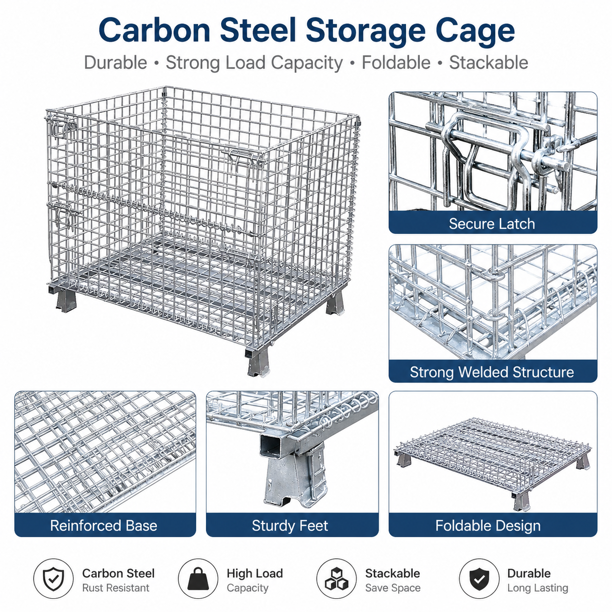 Heavy Duty Carbon Steel Pallet Stillage With Asset RFID Tag Embedded For High Value Tool Rental Inventory Management