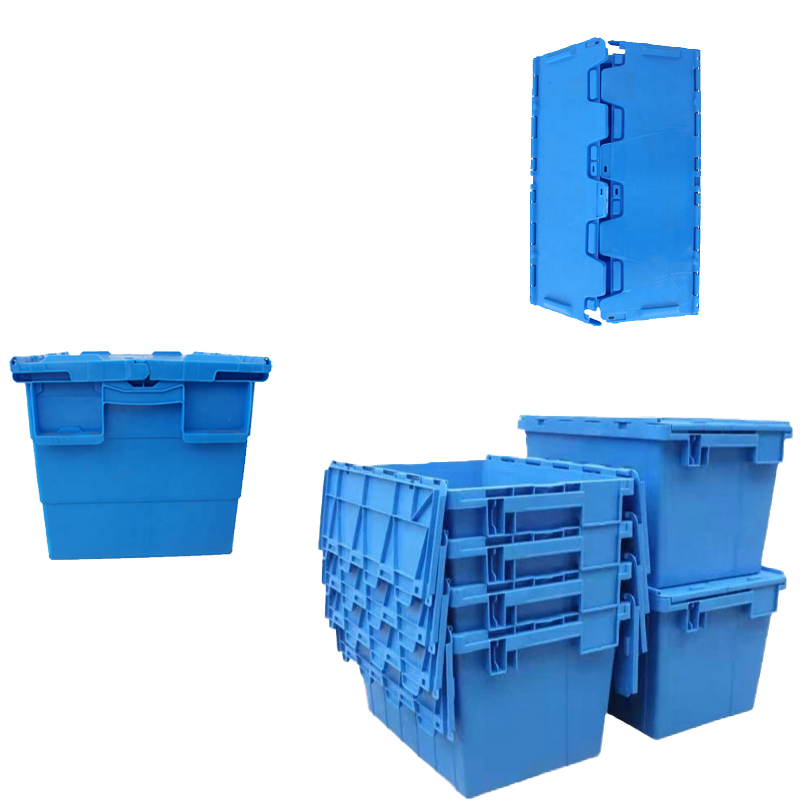 Heavy-Duty Large Rectangle Plastic Moving Crate Solid Wall Nest Stack Turnover Tote Bins Recyclable Logistics Storage Storage