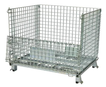 Metal Steel Mesh Wire Warehouse Logistic Stackable Wire Container MeshTransport Box Basket Container for Metal Pallet