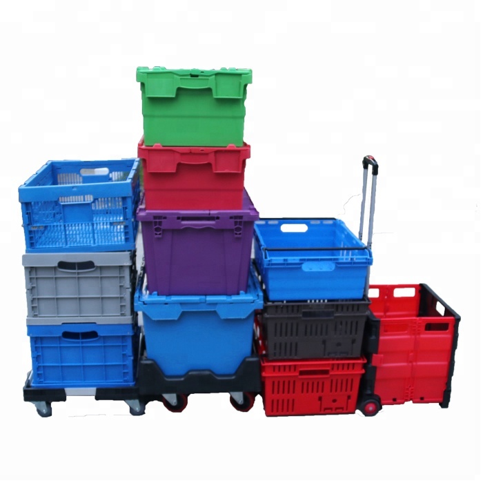 High Quality Industrial Plastic Storage Crate Plastic Moving Box with Lid Crate Tote Bin Plastic Moving Crate