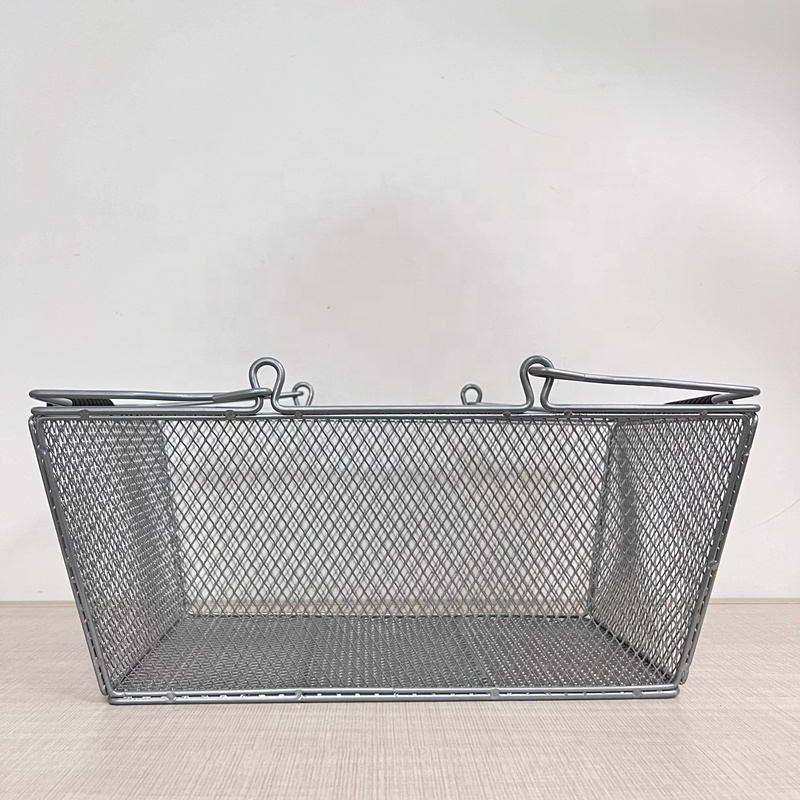 Wholesale Vegetable Fruit Basket Bowl Storage Mesh Wire Storage Picnic Metal Shopping Baskets With Plastic Handle