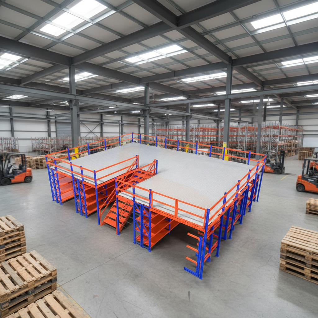 Custom Heavy Duty Industrial Storage Platform Mezzanine Floor System Ladder Steel Corrosion Protection Racks Powder Coated