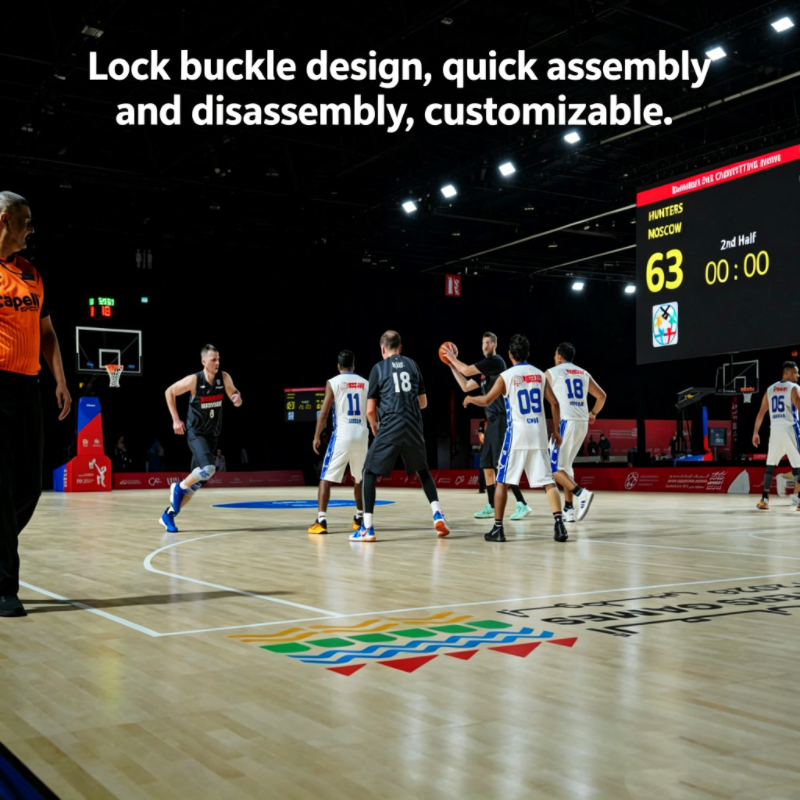 FIBA Approved Elite Grade Maple Wood Anti-Slip Interlocking Mobile Court Tiles Professional Indoor Basketball Floor Eco-Friendly