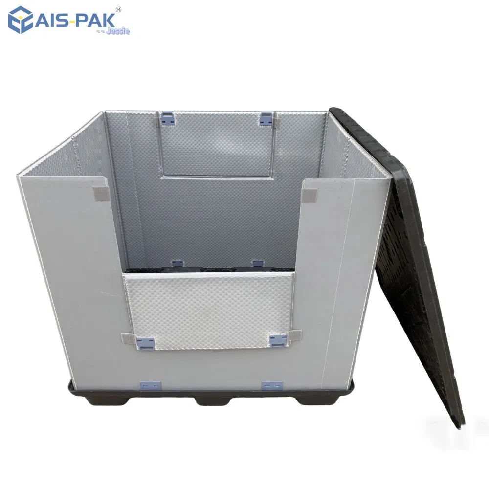 Plastic Logistic Bulk Container Pallet Collar Sleeve Shipping Box with Divider