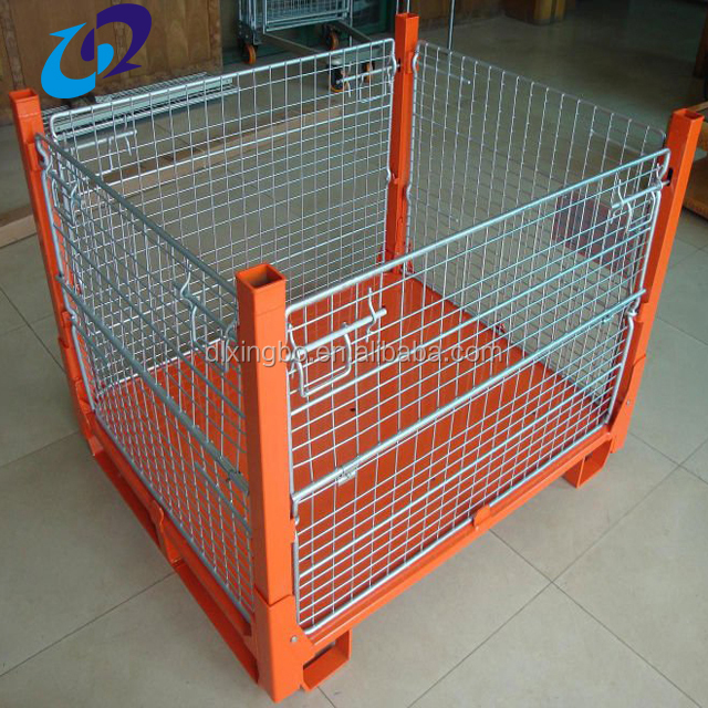 Industrial Steel Wire Mesh Pallet Container Stackable Cage Basket Box for Efficient Pallet Racking Systems Storage