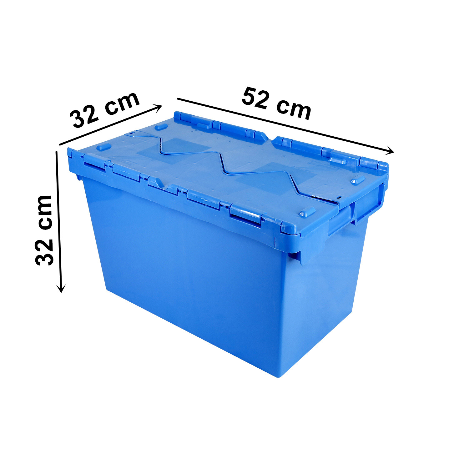 Attached lid crate 52x32x32 cm
