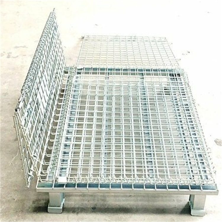 Collapsible Large Stackable Steel Stainless Steel Wire Mesh Storage Basket Bin Cage Box Pallet Bulk Cargos Metal Grid Welding