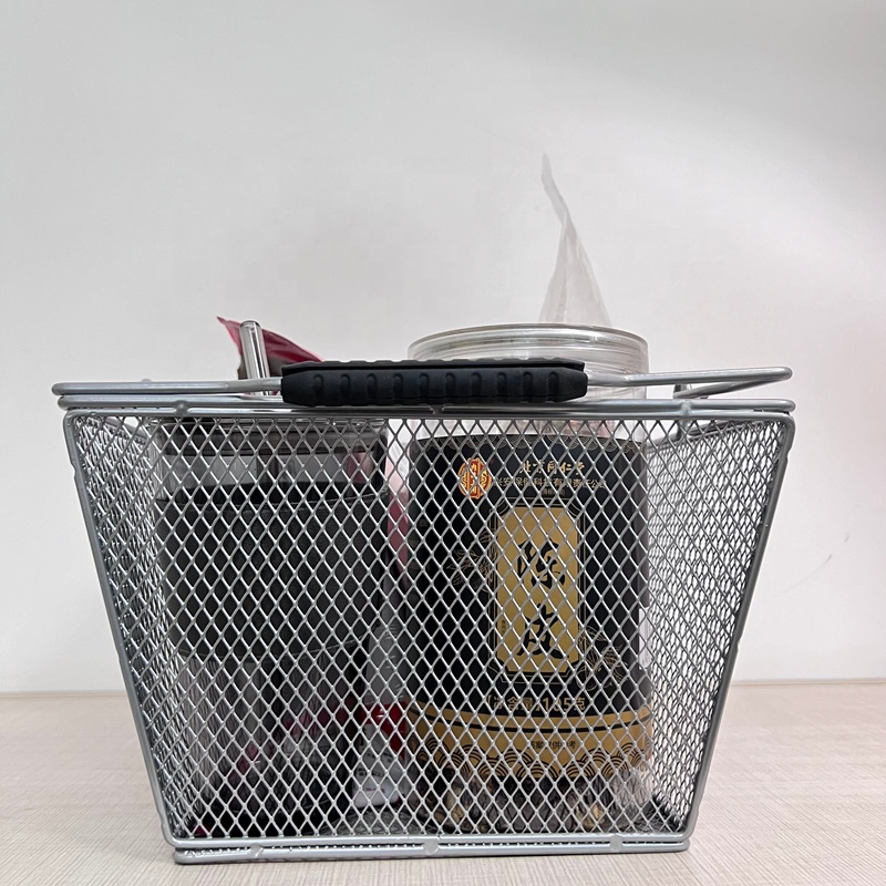 Wholesale Vegetable Fruit Basket Bowl Storage Mesh Wire Storage Picnic Metal Shopping Baskets With Plastic Handle